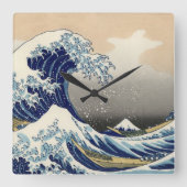 Horloge Carrée 浮世絵 ukiyoe 葛飾北斎 「富嶽三十六景 神奈川沖浪裏」 スクエア壁時計 (Recto)