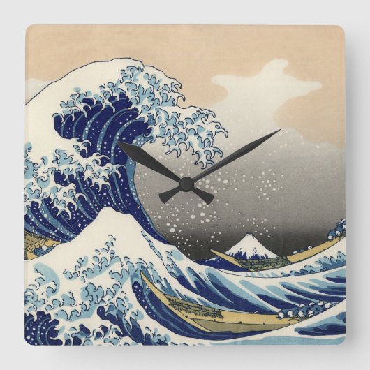 Horloge Carrée 浮世絵 ukiyoe 葛飾北斎 「富嶽三十六景 神奈川沖浪裏」 スクエア壁時計 (Recto)