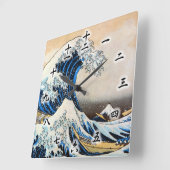 Horloge Carrée 神奈川沖浪裏, grande vague de 北斎, Hokusai, Ukiyo-e (Angle)
