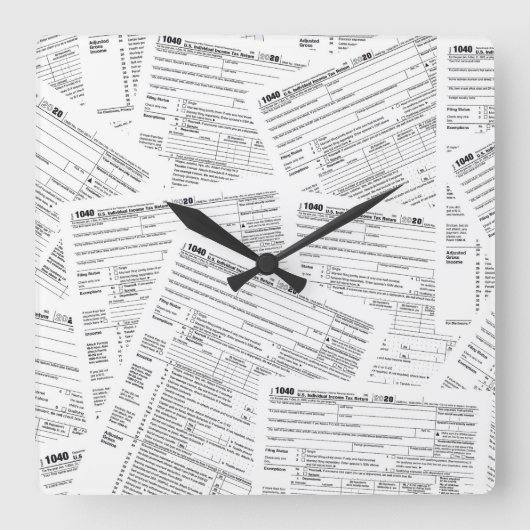 Horloge Carrée 1040 Formulaires fiscaux pour 2020 (Recto)