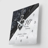 Horloge Carrée 10e anniversaire du Mariage Onyx Keepsaké (Angle)