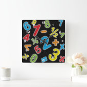 Horloge Carrée 123 Nombres Mathématiques (Maison)