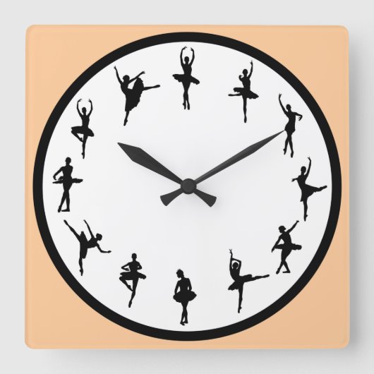 Horloge Carrée 12 Ballet Silhouettes (Recto)