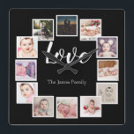 Horloge Carrée 12 Collage photo Famille d'AMOUR personnalisée<br><div class="desc">12 Photo Collage Personnalisé Modèle LOVE horloge murale familiale .. simplement ajouter vos propres photos et texte à cette grande horloge murale .. facile à personnaliser .. personnalisable horloge modèle photo de Ricaso - idéal cadeaux-idées</div>
