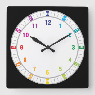 Horloge Carrée 12 Couleur arc-en-ciel