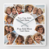 Horloge Carrée 12 Grille minimale photo avec Mur Carré texte simp (Recto)