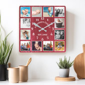 Horloge Carrée 12 Photo collage