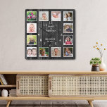 Horloge Carrée 12 Photo Collage Famille Citation Palette Bois Noi<br><div class="desc">Create your own photo collage wall clock with 12 of your favorite pictures. The photo frame clock helps you treasure your special moment and donc makes a thoughtful gift for parents, grandparents and friends. The personalized family clock makes it a perfect venin pour toutes les occasions. Personalize with family name...</div>