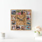 Horloge Carrée 12 Photo Collage Personalized Wall Clock (Maison)