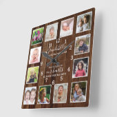 Horloge Carrée 12 Photo Collage Petits-enfants Citation Palette B (Angle)