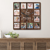 Horloge Carrée 12 Photo Collage Time Memories Quote Pallet Wood