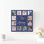 Horloge Carrée 12 Photos Collage Temps Mouches Souvenirs Rester b (Maison)