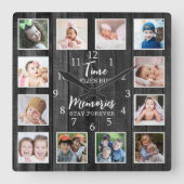 Horloge Carrée 12 Photos Collage Temps Souvenirs Citation Bois No (Recto)