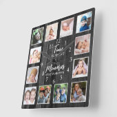 Horloge Carrée 12 Photos Collage Temps Souvenirs Citation Bois No (Angle)