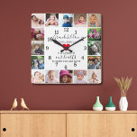 Horloge Carrée 16 Photo Collage Frame Grandchildren<br><div class="desc">Photo collage horloge avec une citation de petits-enfants sentimentaux - "Les petits-enfants occupent une place dans nos coeurs que nous n'avons jamais su vide." Personnalisez avec des photos et des noms de petits-enfants pour en faire un cadeau mémorable pour les grands-parents.</div>