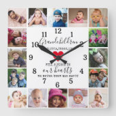 Horloge Carrée 16 Photo Collage Frame Grandchildren (Recto)