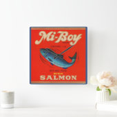 Horloge Carrée 1930s Mi-Boy saumon rose peut étiquette (Maison)