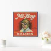 Horloge Carrée 1930s Mi-Boy saumon rose peut étiquette (Maison)