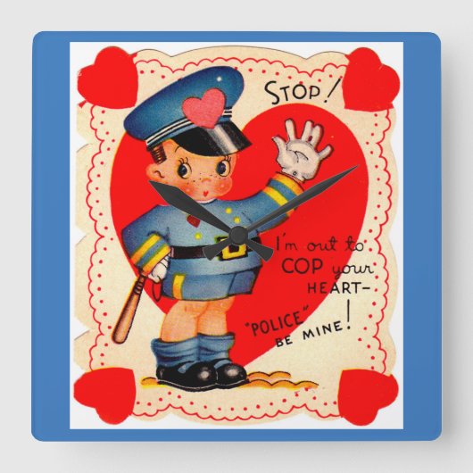 Horloge Carrée 1930s police boy valentine (Recto)