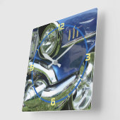 Horloge Carrée 1957 Blue Chevy Custom (Angle)