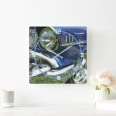 Horloge Carrée 1957 Chevy Custom bleue, chiffres blancs (Maison)