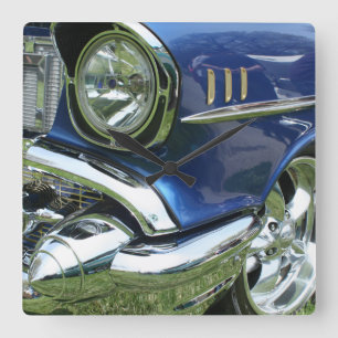Horloge Carrée 1957 Chevy Custom Car bleue