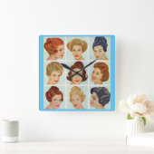 Horloge Carrée 1960 s hairstyles grid (Maison)