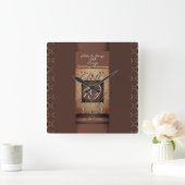 Horloge Carrée 19e anniversaire Mariage couleur bronze foncé (Maison)