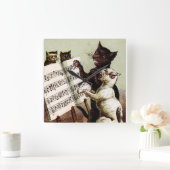 Horloge Carrée 19e C. Chats chanteurs (Maison)