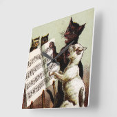 Horloge Carrée 19e C. Chats chanteurs (Angle)