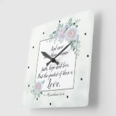 Horloge Carrée 1 Corinthians 13:13 Faith Hope Love, Bible Verse (Angle)