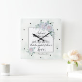 Horloge Carrée 1 Corinthiens 13:13 Foi Espérance Amour, Verset bi (Maison)