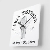 Horloge Carrée 1 Year Together - First Anniversary Celebration (Angle)