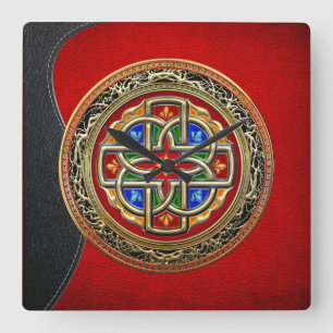 Horloge Carrée [200] Croix celtique [Or+Émail]