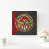Horloge Carrée [200] Double mandala tibétain de Dorje (Maison)