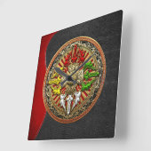 Horloge Carrée [200] Double mandala tibétain de Dorje (Angle)