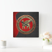 Horloge Carrée [200] Lion assyrien ailli - Lamassu d'or (Maison)