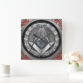 Horloge Carrée [200] Master Mason - Silver Square & Compass (Maison)