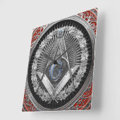 Horloge Carrée [200] Master Mason - Silver Square & Compass (Angle)