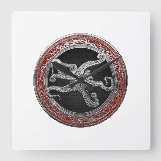 Horloge Carrée [200] Sacred Silver Octopus dans Posture défensive (Recto)