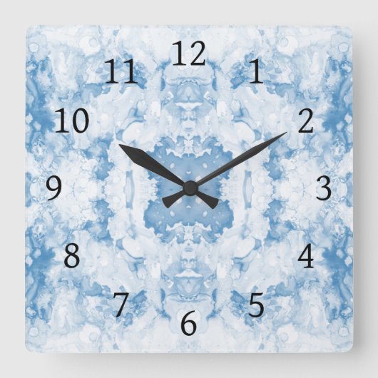 Horloge Carrée 20 bleu Abstrait (Recto)