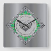 Horloge Carrée 20e anniversaire du Mariage émeraude (Recto)
