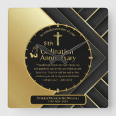 Horloge Carrée 25e Anniversaire du prêtre pasteur Ordination cade (Recto)