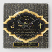 Horloge Carrée 25e Anniversaire du prêtre pasteur Ordination cade (Recto)