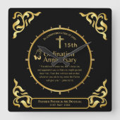 Horloge Carrée 25e Anniversaire du prêtre pasteur Ordination cade (Recto)