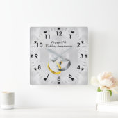 Horloge Carrée 25e Anniversaire Mariage d'argent (Maison)