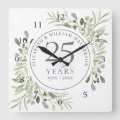 Horloge Carrée 25e Wedding Anniversary (Recto)