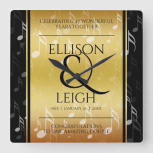 Horloge Carrée 27e anniversaire du Mariage de musique