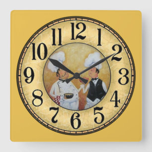 Horloge Carrée 2 chefs Vintages