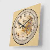 Horloge Carrée 2 mignons oiseaux jouant dans les arbres (Angle)